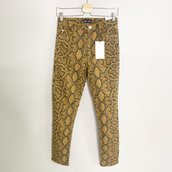 Zara Denim - Zara Snake Print Hi-Rise Skinny Jeans